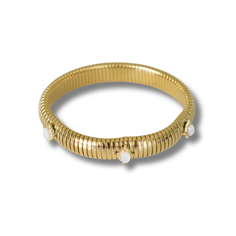Cobra Bracelet with Semi Precious Stone (Mother of Pearl)