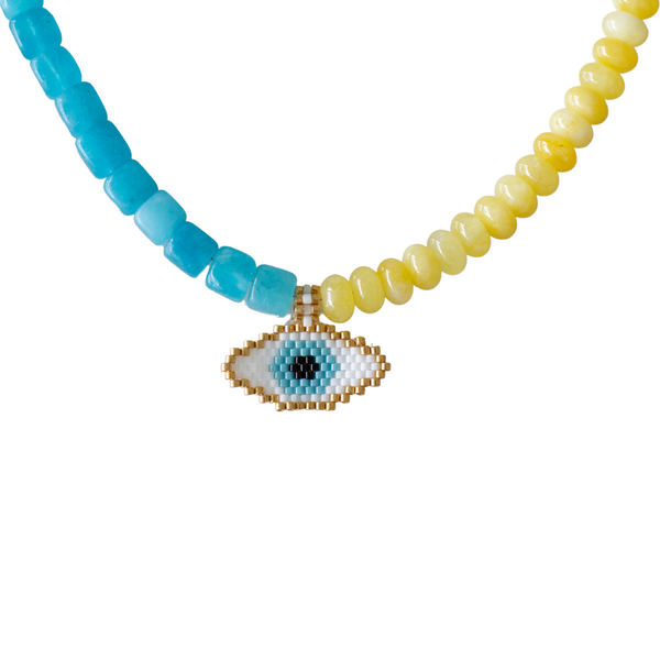 Yellow & Blue Evil Eye Necklace