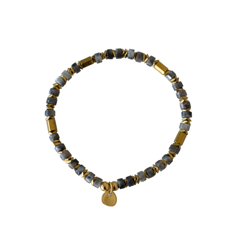 Grey/Blue Natural Stone Beaded Bracelet
