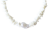White Shell Necklace with Pearl