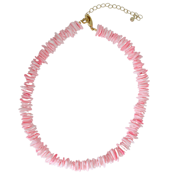 Puka Shell Necklace Pink Pink And White Puka Shell Necklace With