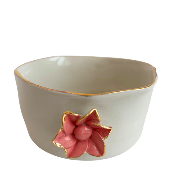 Medium Ceramic Bowl with Flower