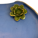 Blue Ceramic Platter with Flower