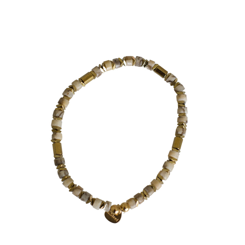 Beige Beaded Natural Stone Bracelet