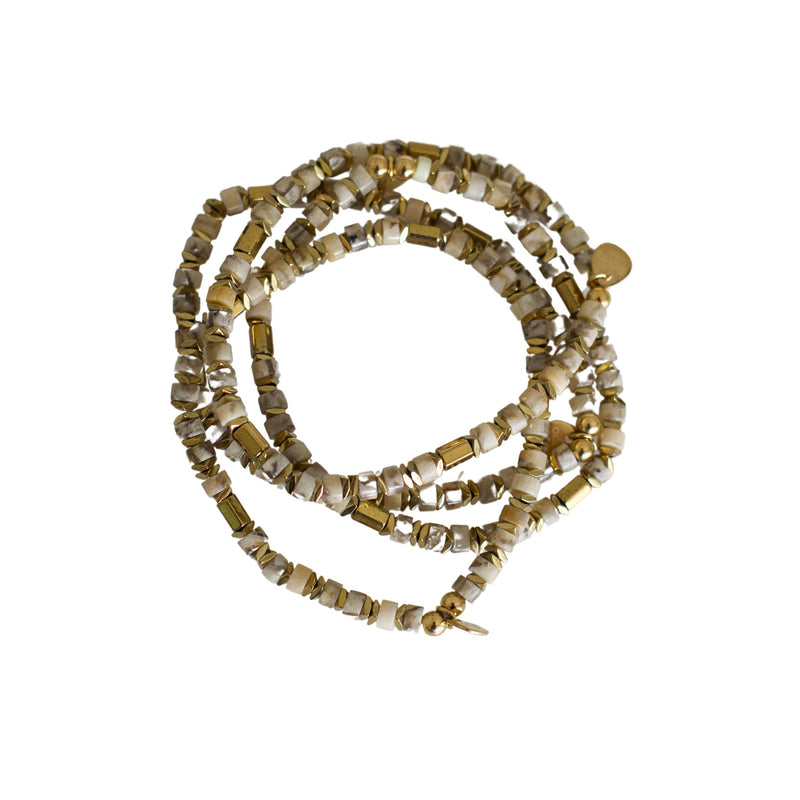 Beige Beaded Natural Stone Bracelet