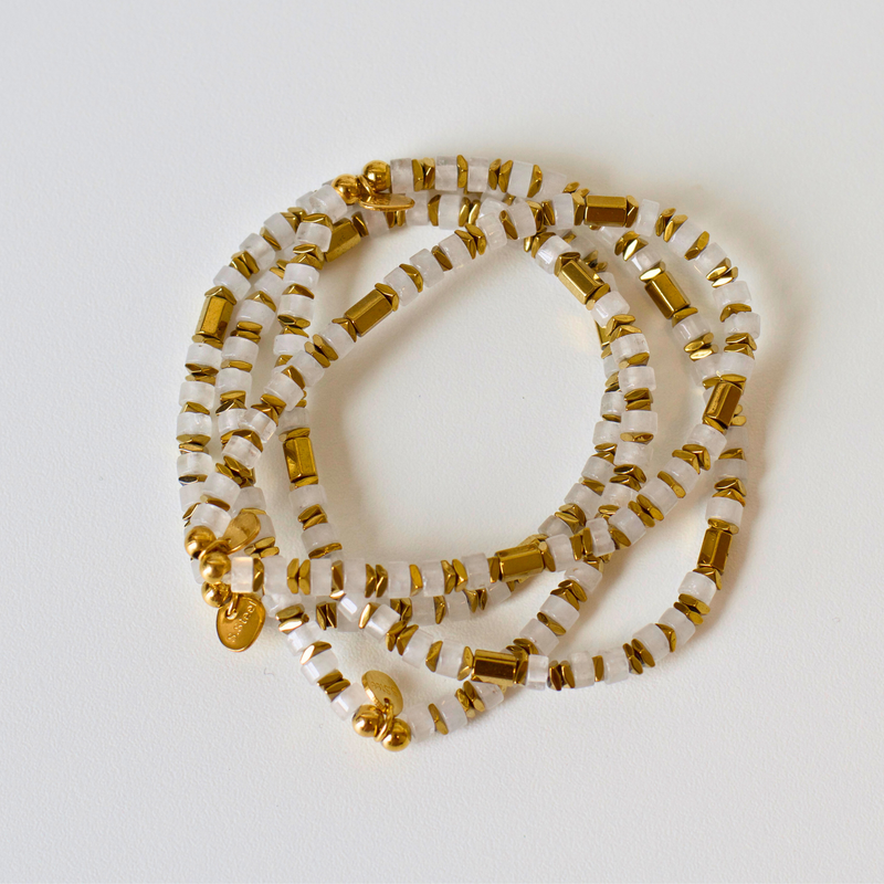 Clear Beaded Natural Stone Bracelet