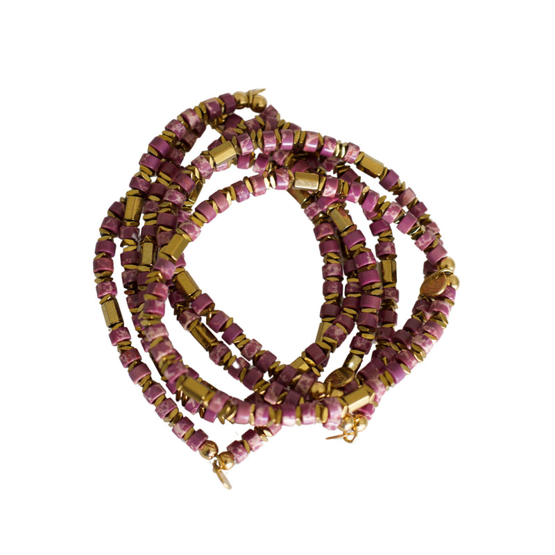 Plum Natural Stone Beaded Bracelet