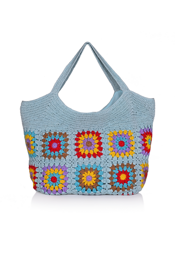 Crochet Flower Boho Beach Tote