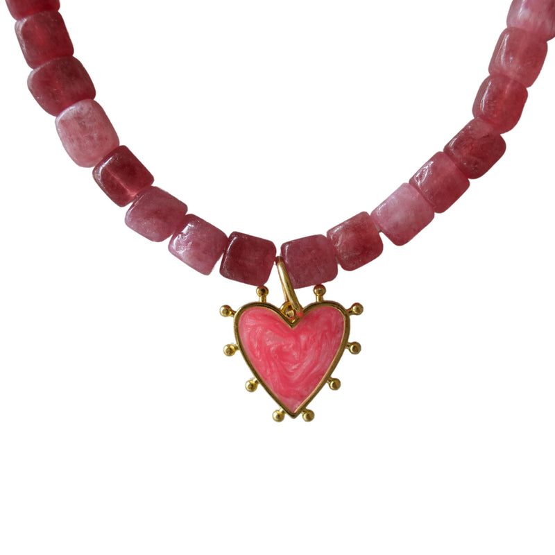 Neda Necklace Heart- Pink